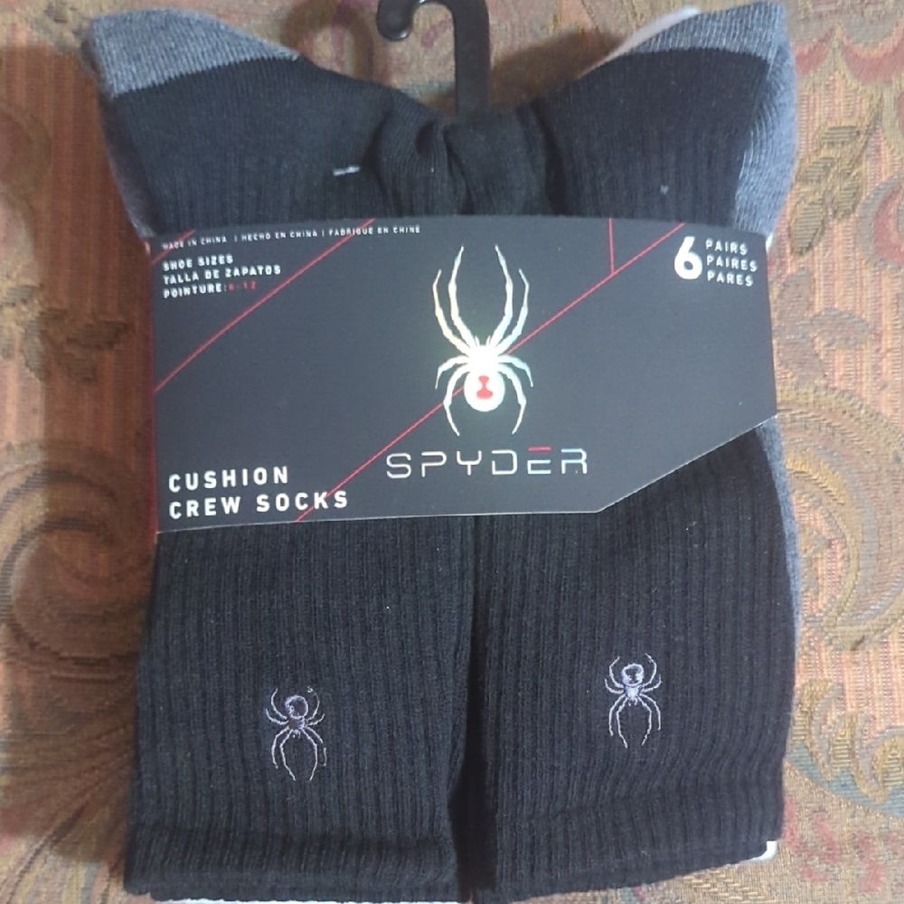 Spyder Black and Gray Casual Crew Socks 6-Pack